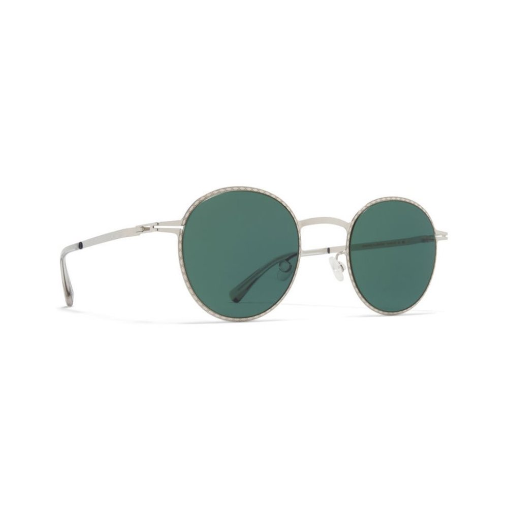 MYKITA Sunglasses - NIS in Shiny Silver w/ Darkgreen Solid Lenses